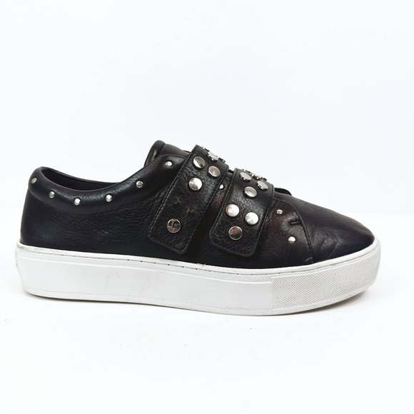 Rebecca Minkoff Shoes - Rebecca Minkoff Natasha Platform Black Leather Silver Studded Sneakers